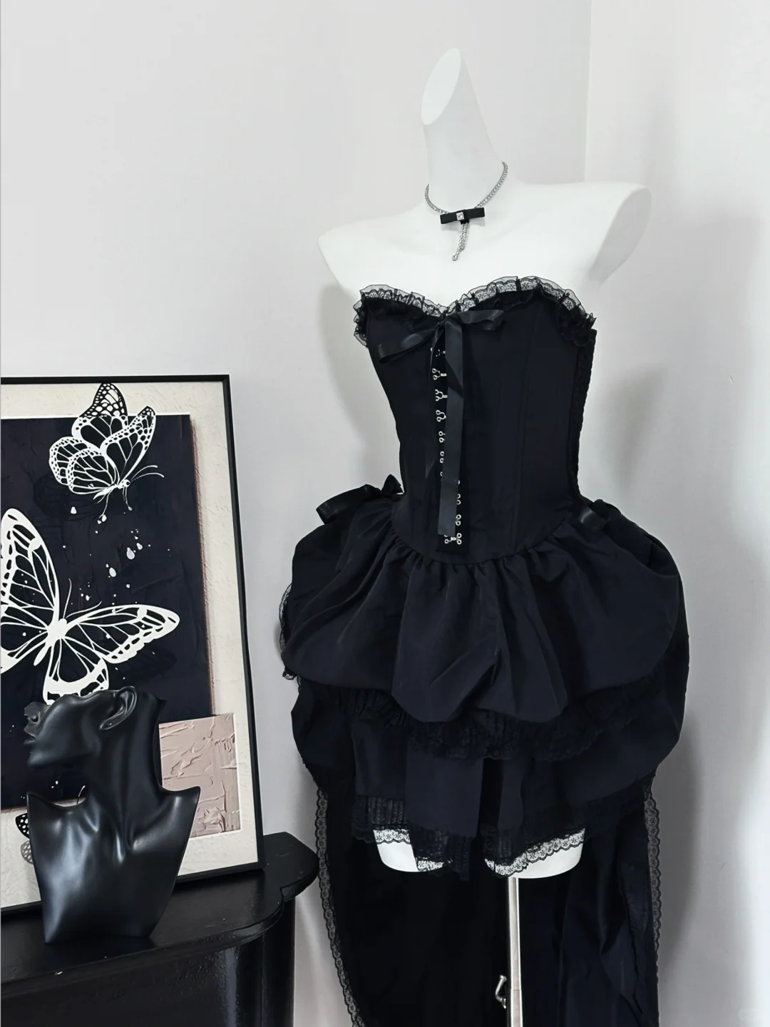 Charming Black Strapless A Line Layered Short Birthday Outfits Graduation Homecoming Dress