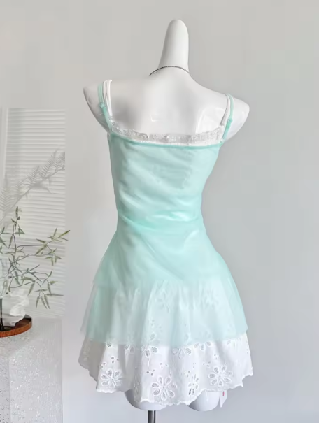 Elegant Spaghetti Straps Lace A Line Short Vacation Dress Short Birthday Dress