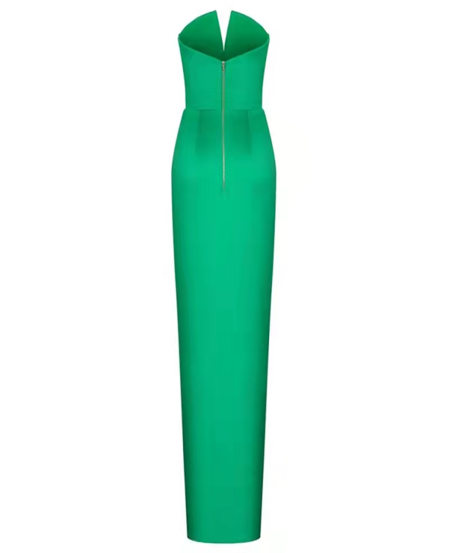 Green Simple Prom Dress Sexy Party Dress Strapless Evening Dress