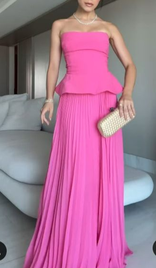 Cute Light Green Strapless Satin Chiffon Pleated Long Party Dress Formal Wedding Guest Dress