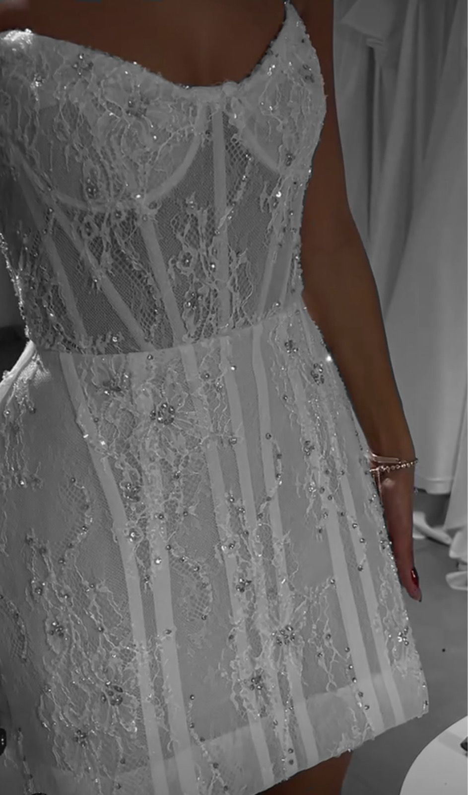 Classy Strapless White Lace Beaded Short Homecoming Dress 20th Birthday Outfits