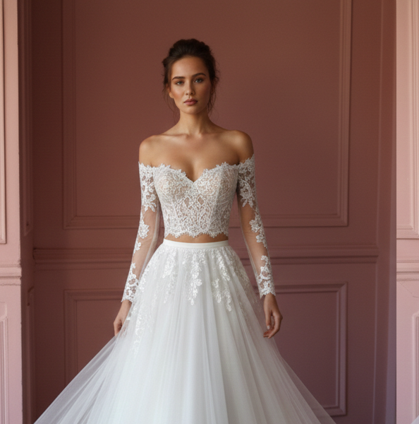 Tulle Skirt Wedding Dress Separate Long Top Options Bridal