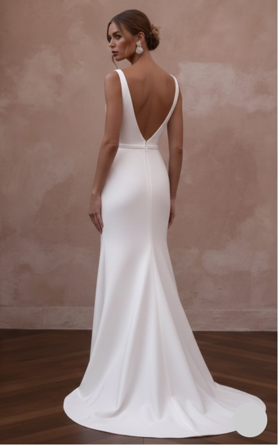 Simple Slit Wedding Dress Sleeveless Modern Bridal Wear