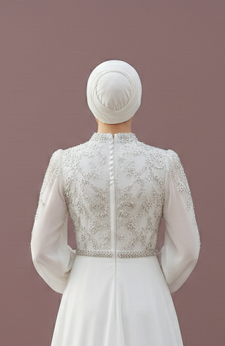 Asymmetrical Muslim Wedding Dress Modest Designer Style Wear