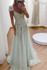 V Neck Tulle Beaded Prom Dress Classy Evening Dress Birthday Gown