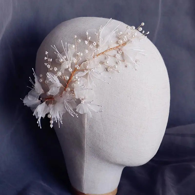 Flower Floral Headbands Hairbands Bridesmaids Pearl Headpieces Headdress Hair Pins Clip Bride Bridal Jewelry Wedding Accessories