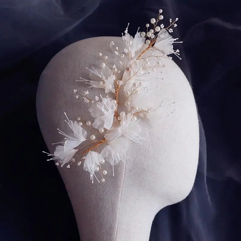 Flower Floral Headbands Hairbands Bridesmaids Pearl Headpieces Headdress Hair Pins Clip Bride Bridal Jewelry Wedding Accessories