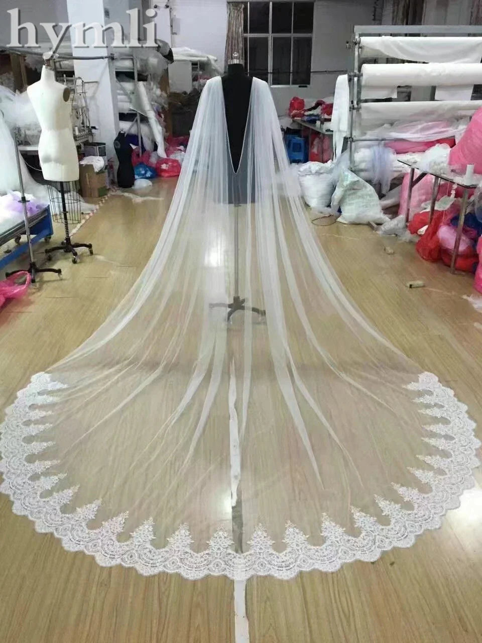 3M Sequin Lace Veil , Bridal Shoulder Veil ,Wedding Cloak Veil , Cathedral Bridal Cape in White ,Off-White , Ivory Veil Off-White 350cm