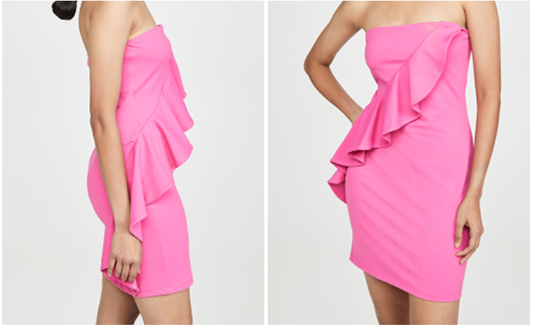 Hot Pink Strapless Tight Homecoming Dress