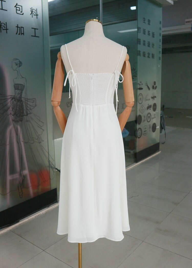 Spaghetti Straps White Hight Split Prom Dress