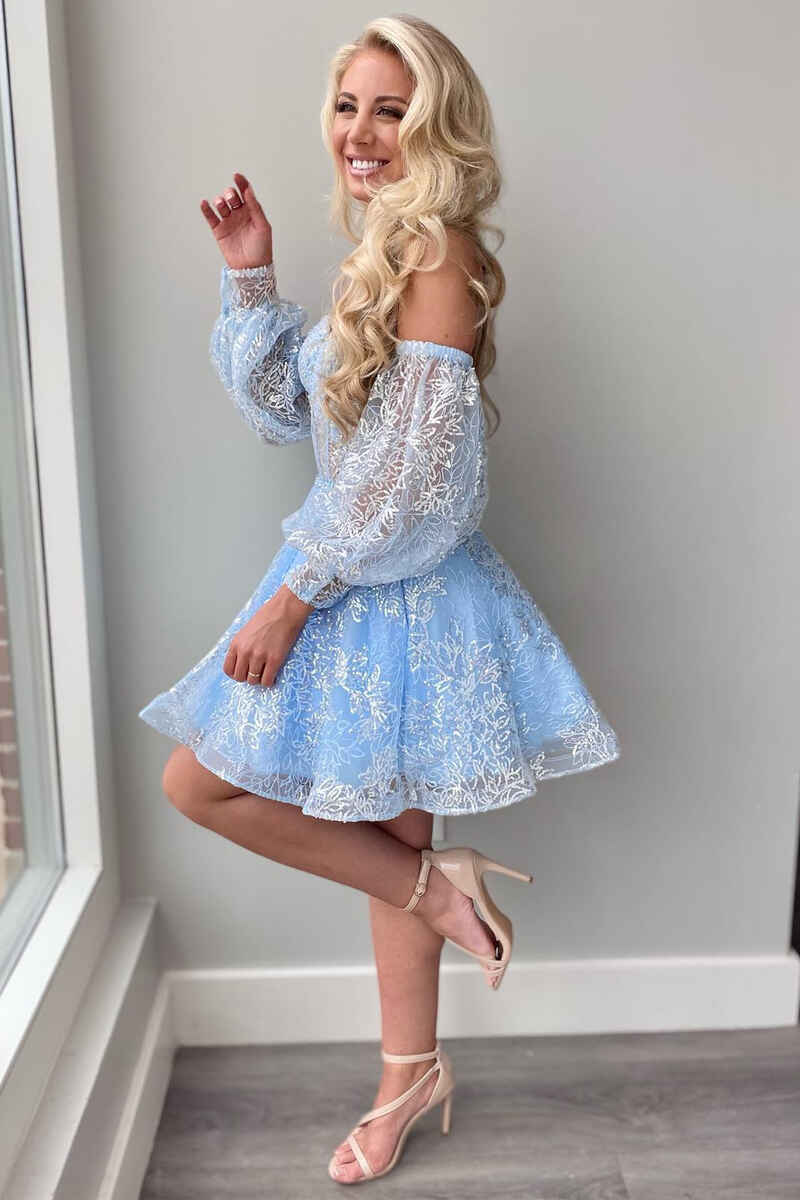A-Line Ivory Sweetheart Puff Sleeve Short Party Dress