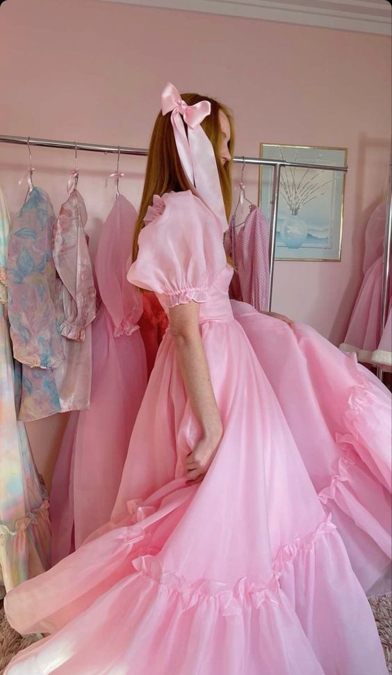 Vintage Pink A-line Prom Dress,Pink Birthday Party Dress