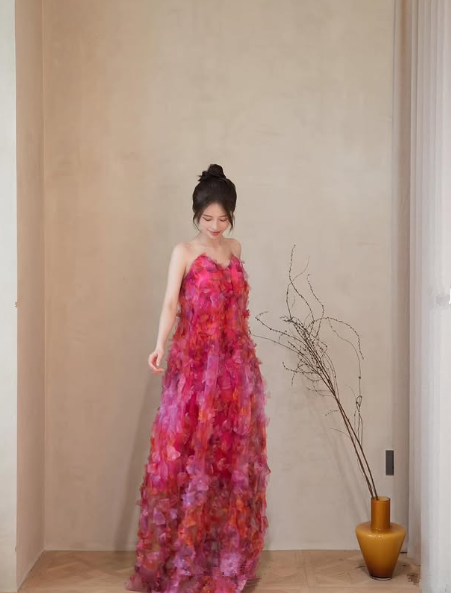 Beautiful Tulle Print Pleated A Line Prom Dress，Wedding Dress