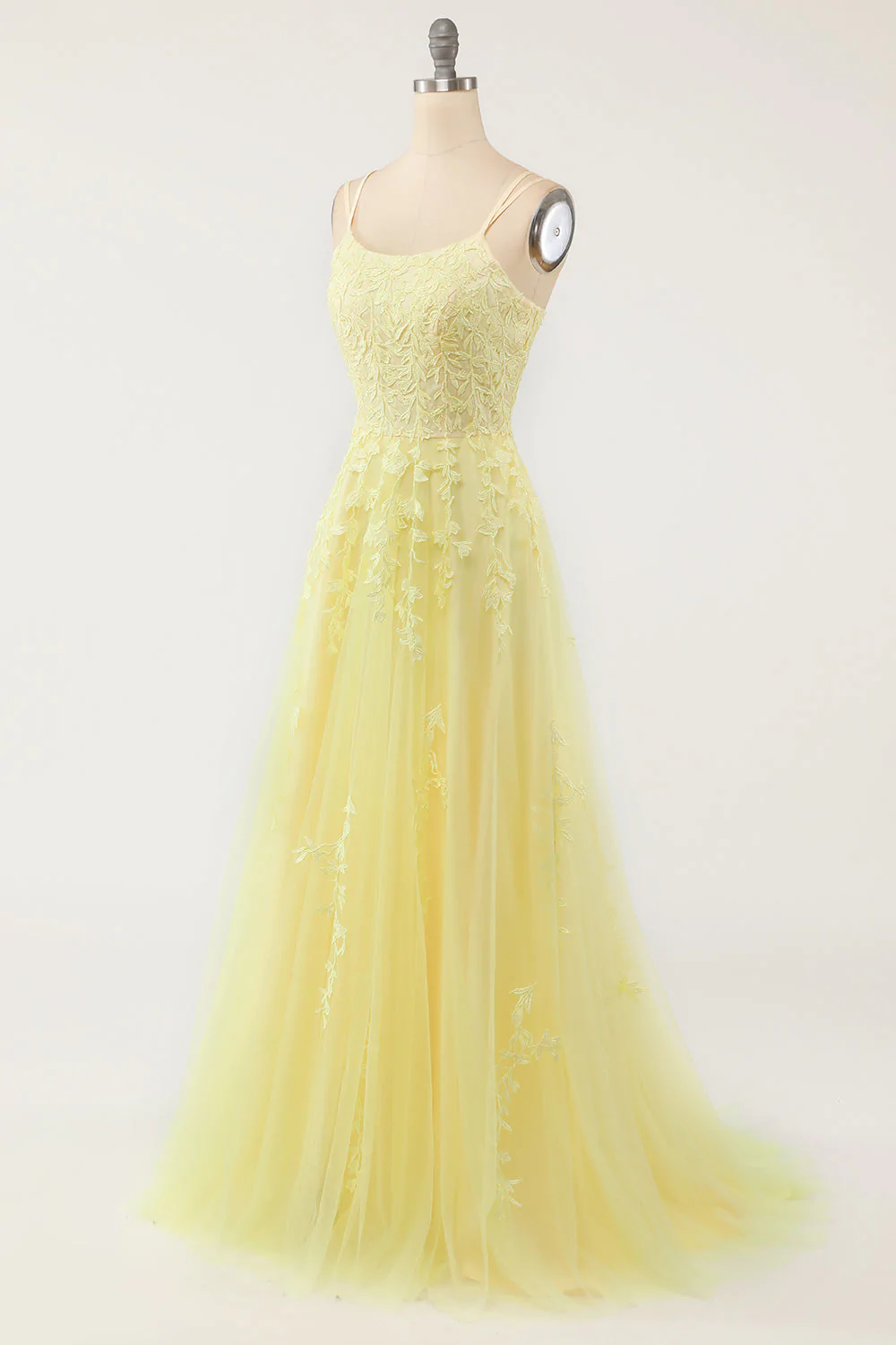 Elegant Lavender / Yellow A-line Prom Dress