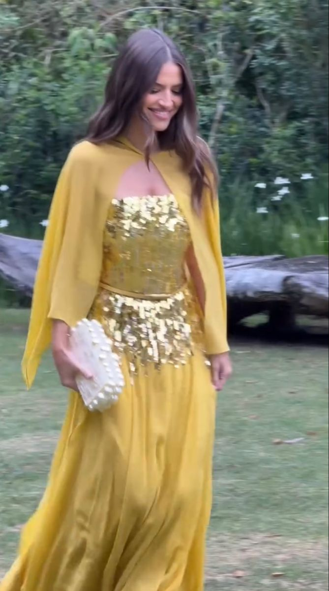 Shiny Yellow Sequin Chiffon Mermaid Long Party Dress Formal Wedding Guest Dress