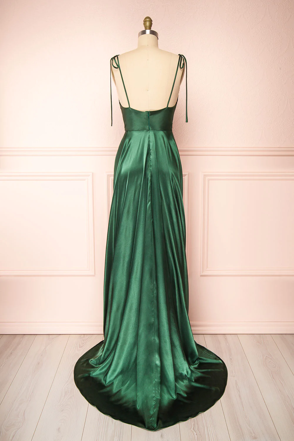 Green Cowl Neck Satin Simple Prom Dress