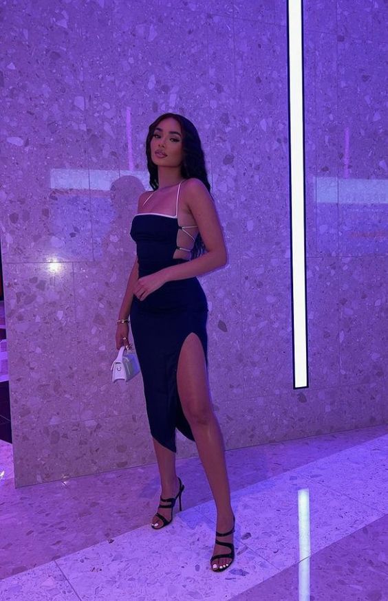 Black Simple Party Dress Open Back Homecoming Dress