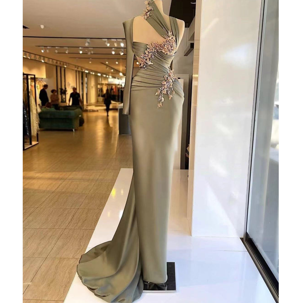 green prom dresses, pleats prom dresses, flowers prom dresses, pleats prom dresses, mermaid prom dresses, sexy prom dress, one shoulder prom dresses