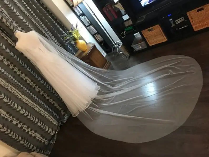 Tulle Cape Veil, 200cm, 250cm, 300cm, 350cm, 400cm, 500cm, Long in White, Off White, Ivory, Black, Champagne