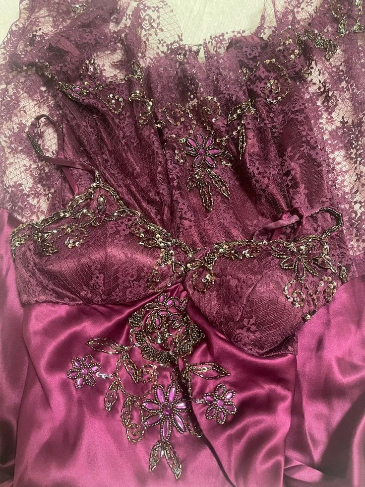 Gorgeous Spaghetti Straps Fuchsia Satin Lace Beaded Mermaid Long Evening Dress Formal Wedding Guest Dress