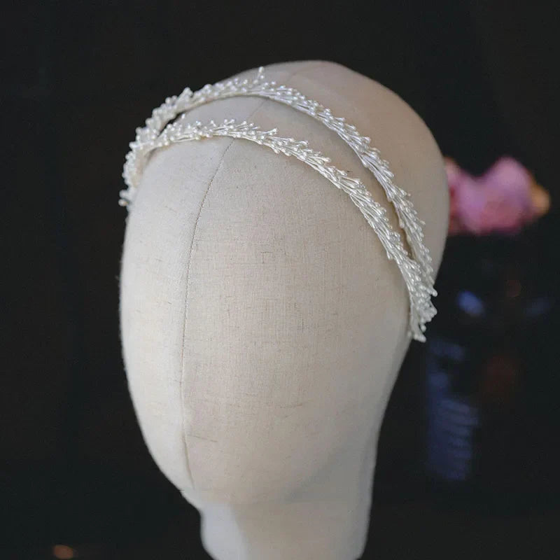 Wedding Hair Accessories White Headpieces Headdress Leaf Headbands Hairbands For Brides Women Girl Crowns Bridal Jewelry