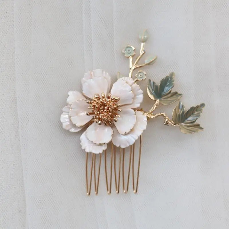 Gold Color Headpieces Flower Leaf Hair Combs Pins Clips Bridesmaids Brides Hairpins For Women Wedding Accessories Bridal Jewelry b