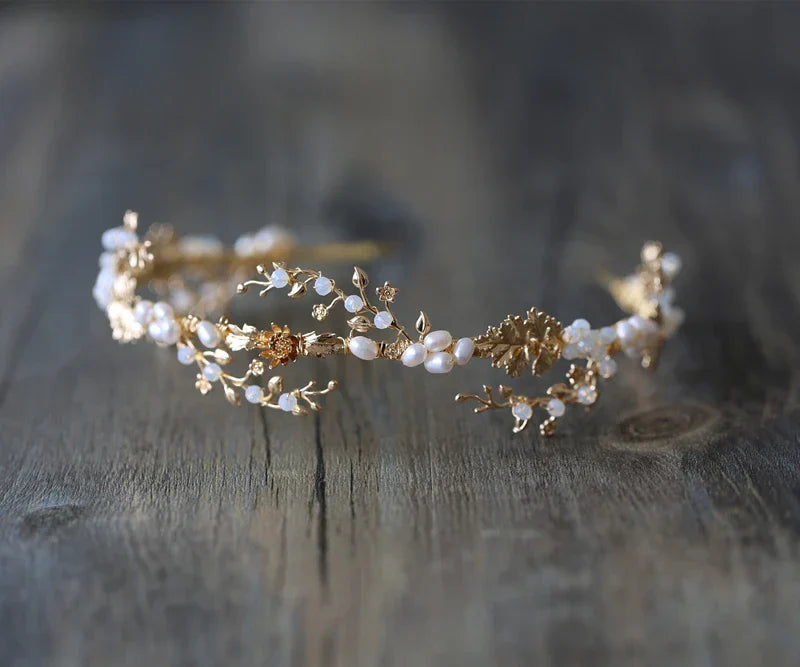 Wedding Hair Accessories Freshwater Pearls Headbands Headpieces Vintage Leaf Hairbands Brides Tiaras and Crowns Bridal Jewelry