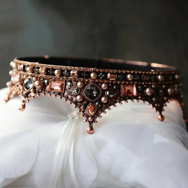 Vintage Crystal Round Baroque Tiaras and Crowns For Women Men King Queen Royal Party Bridal Wedding Head Jewelry Accessories
