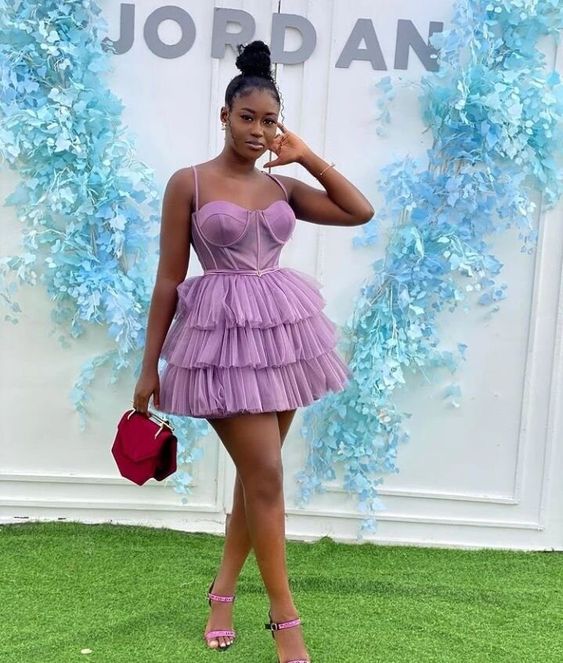 Spaghetti Straps Short Party Dress Layed Tulle Homecoming Dress