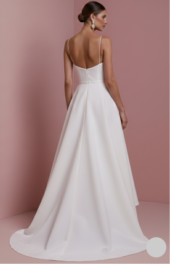 High Low Wedding Dress Organza Long Ruffles Modern Classic