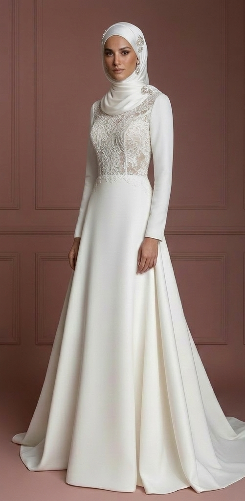 Hijab Bridal Dress For Traditional Muslim Wedding Dress