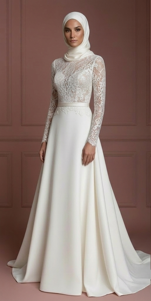 Hijab Bridal Wedding Dress With Built In Support Modest Fit Muslim