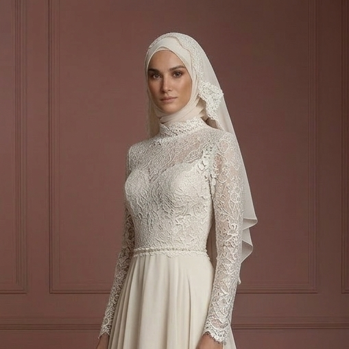 Hijab Bridal Gown Elegant Islamic Wedding Dress Look Muslim