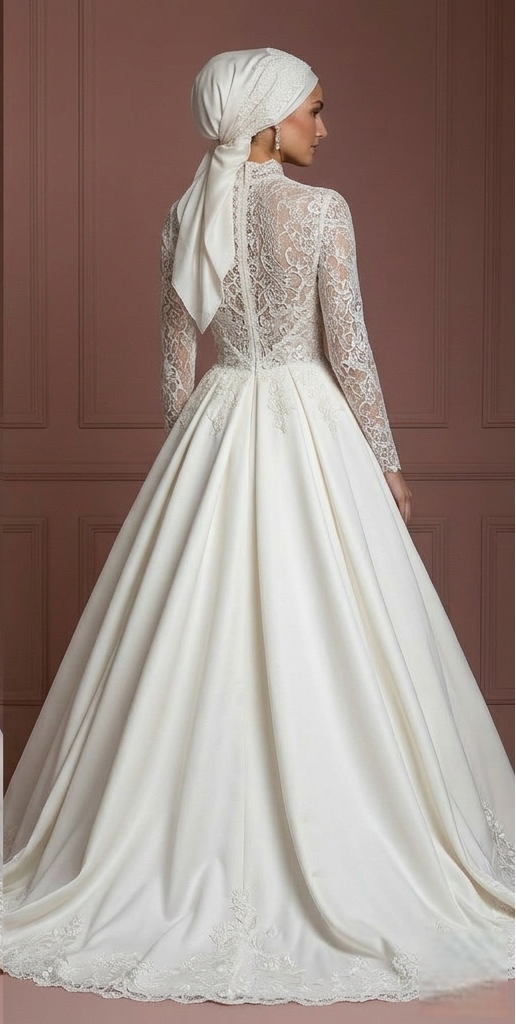 Hijab Bridal Gown Princess Ball Style Modest Wedding Dress Muslim