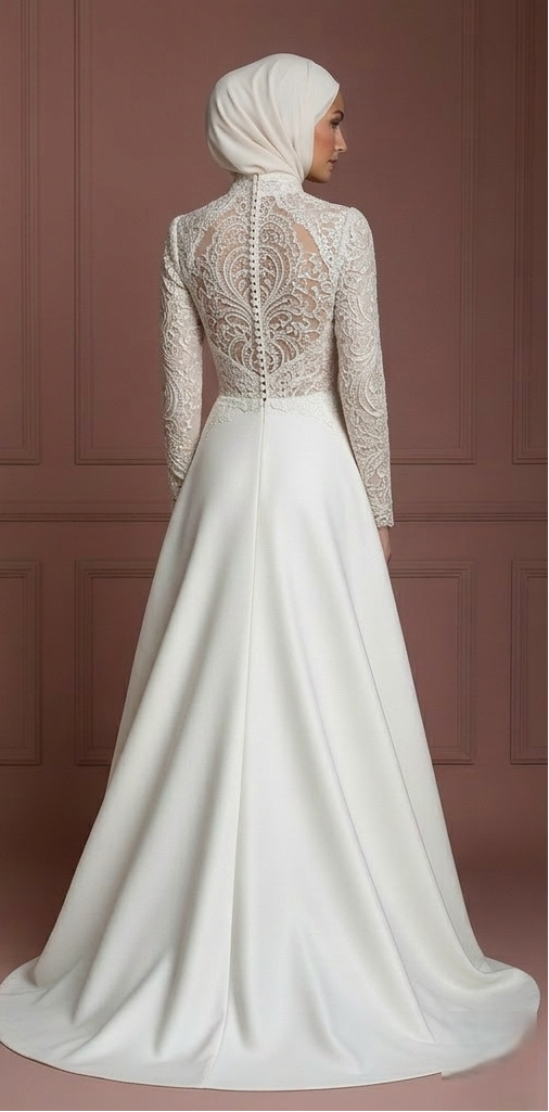 Hijab Wedding Dress For Nikkah Ceremony Bridal Gown Muslim