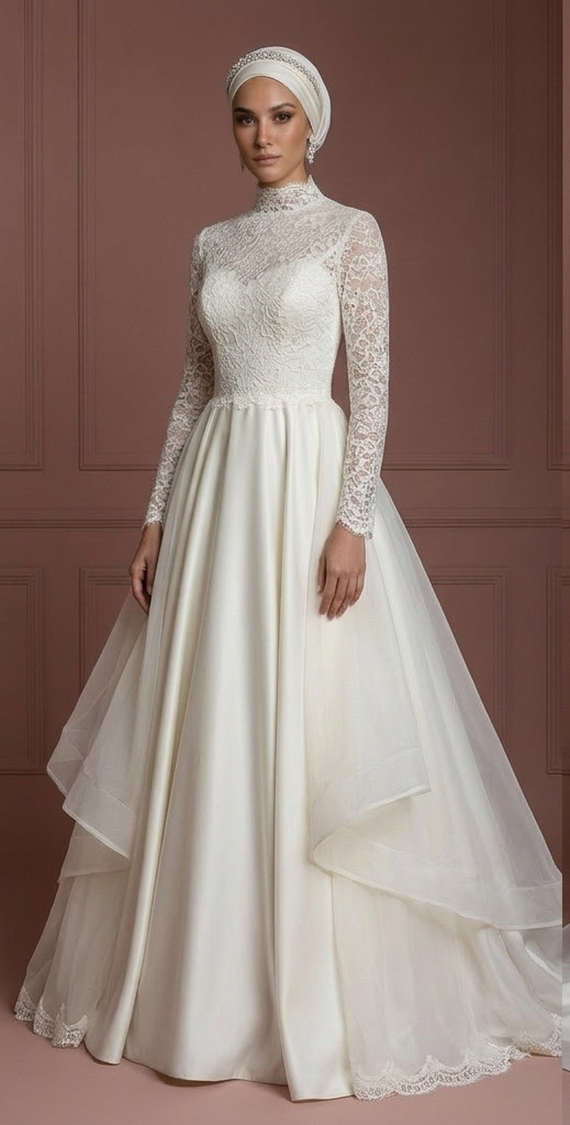 Hijab Wedding Dress With Organza Modest Bridal Style Muslim