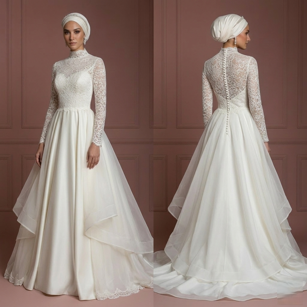 Hijab Wedding Dress With Organza Modest Bridal Style Muslim