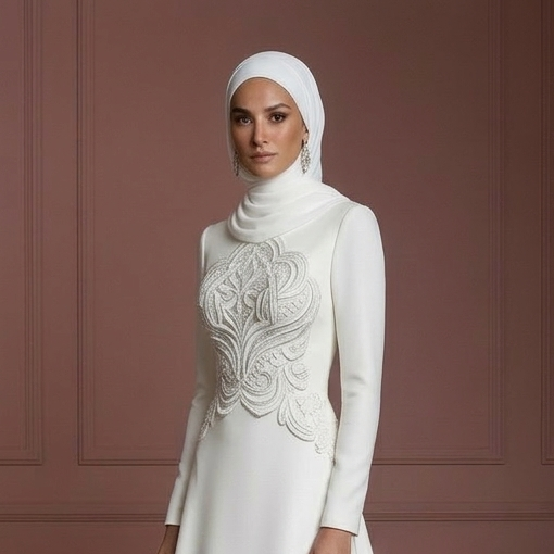 Hijab Wedding Dress With Sculpted Bodice Design Muslim
