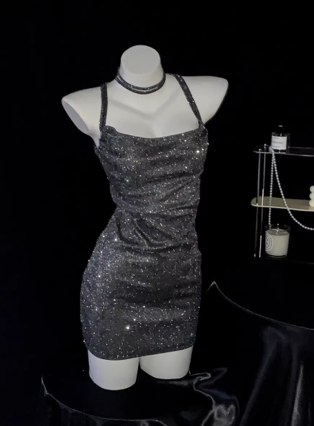 Sexy Backless Straps Short Cocktail Dress Silver Sheath 6th Grade Homecoming Dress