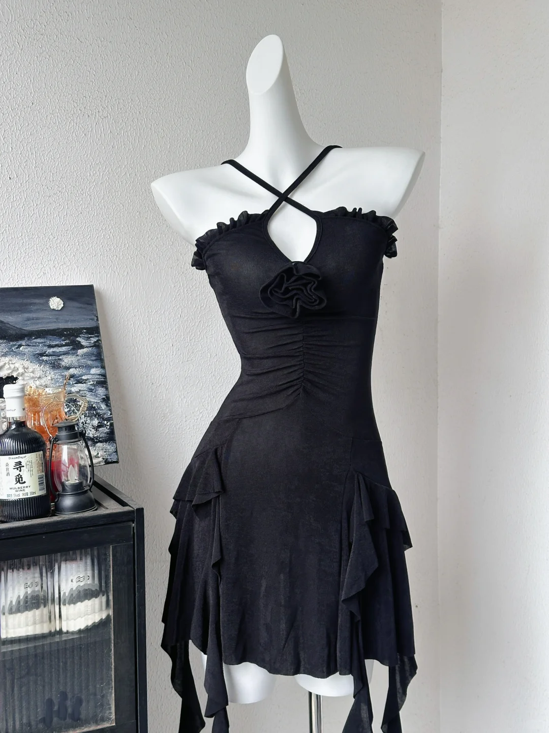 Sexy Black Halter Short Party Dress Cocktail Dress