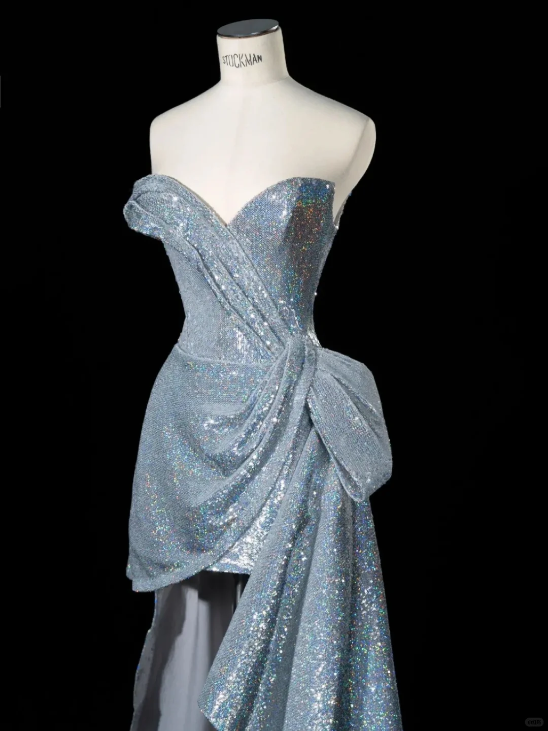 Glitter Blue Off The Shoulder Sequins Birthday Dress Formal Graduation Homecoming Dress