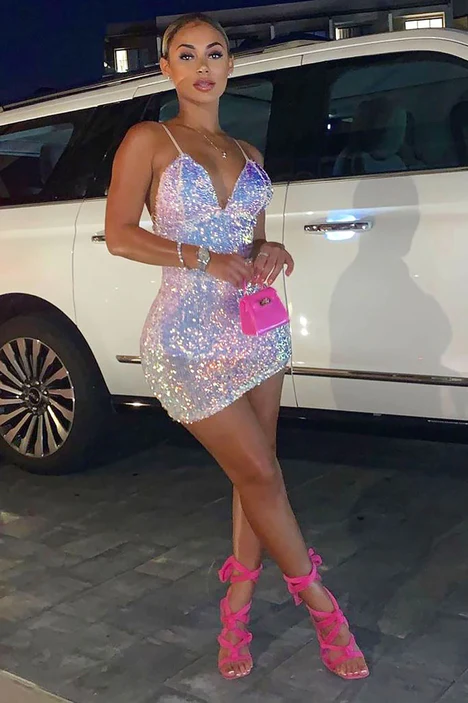 Shine Sequin Mini Dress Blush Pink Party Dress