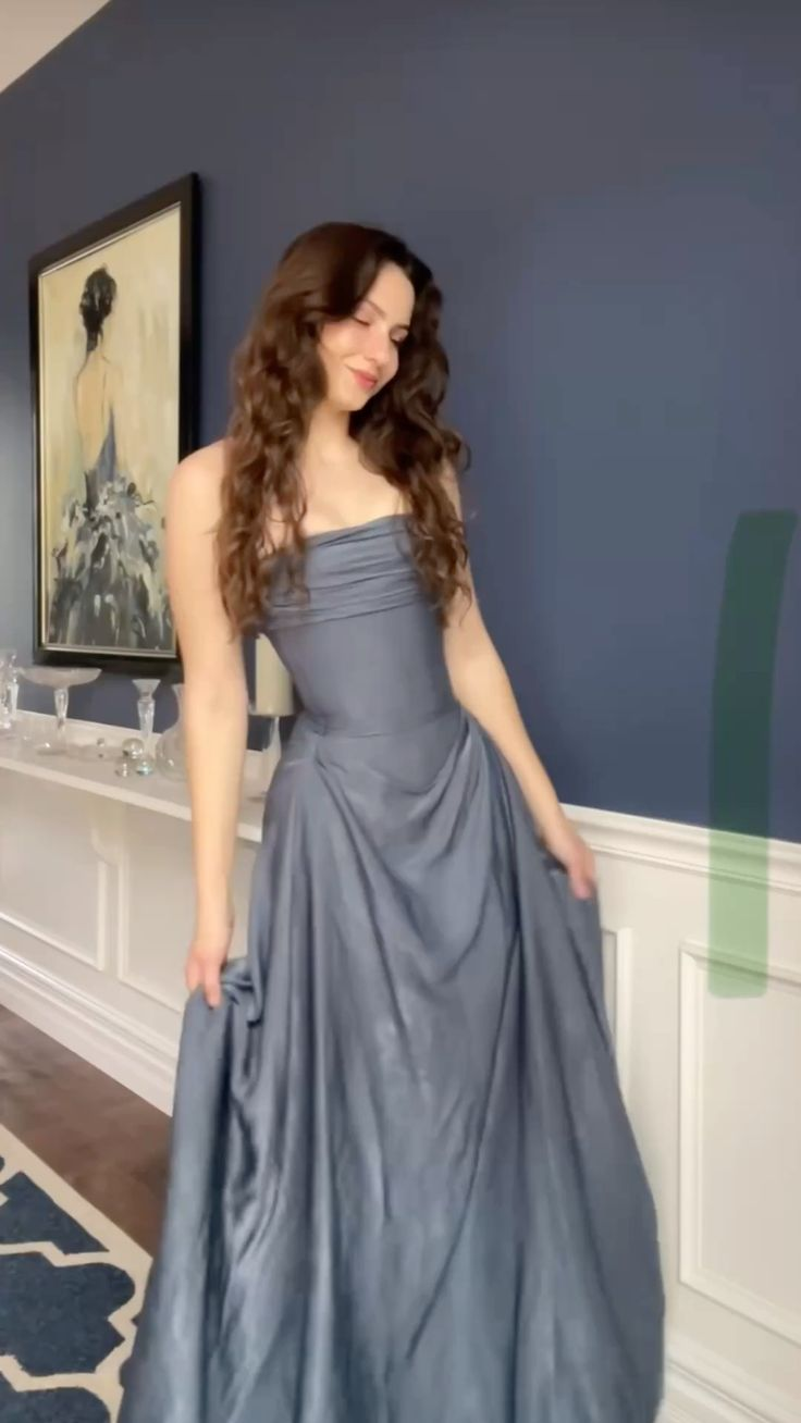 Fashion Strapless Satin Pleated Mermaid Long Prom Dress Birthday Party Dress