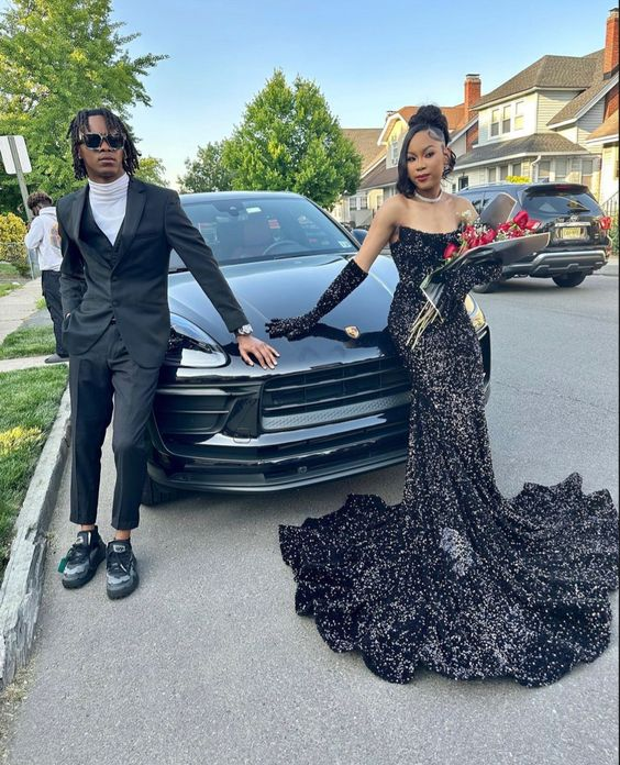 Sparkly Black Sequins Mermaid Prom Dress,Black Evening Dress