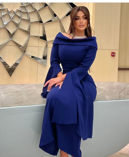 Elegant Blue Long Evening Dress,Blue Formal Dress