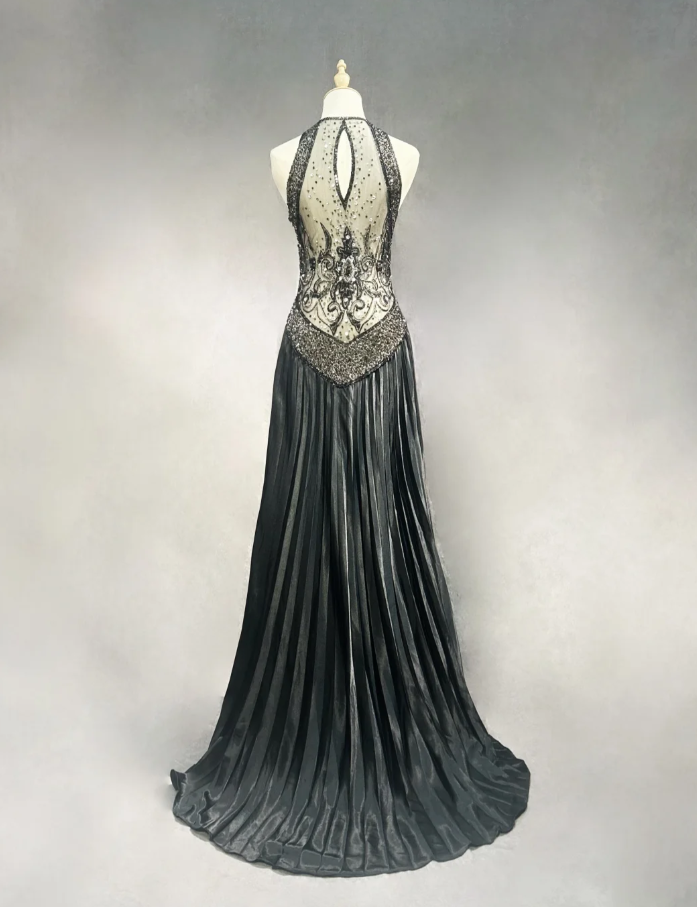 Stylish V Neck Satin Beaded Mermaid Evening Dress Long Wedding Guest Dress Prom Dress