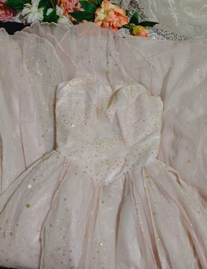 Fairy Strapless Pink Tulle Sequin Quinceanera Dress Sweet 16 Dress