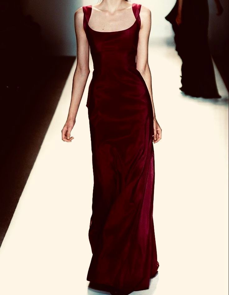 Vintage Burgundy Satin Sheath Slit Long Party Dress Evening Dress