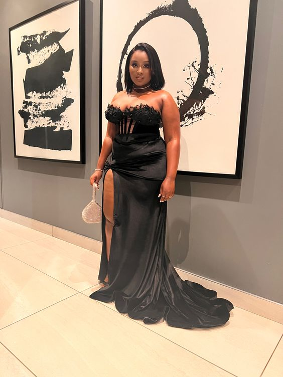 Sexy Black Sheath Evening Dress With Split Plus Size