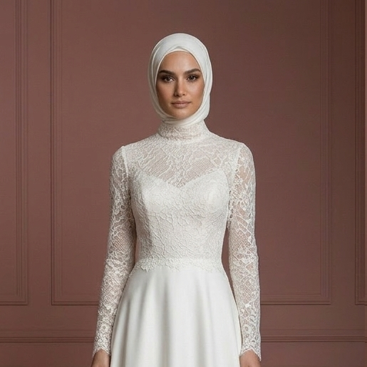 Islamic Hijab Wedding Dress Full Coverage Bridal Gown Muslim